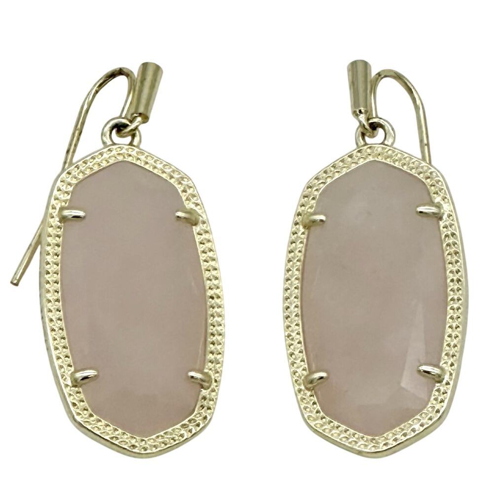 Kendra Scott Lee Rose Quartz Gold Plated Drop Earrings